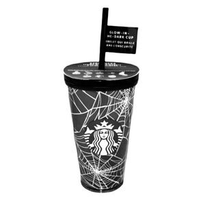 Starbucks Glow in the Dark Spider Web Tumbler 16 oz NEW Plus Stickers